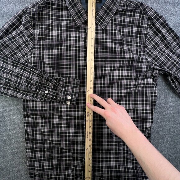 Banana Republic Button Up Shirt Men Large Purple Black Check Stretch Slim - Picture 3 of 9